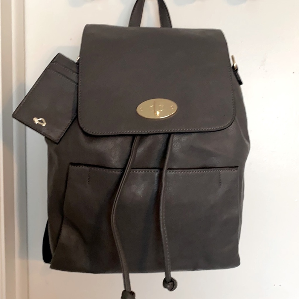 Gray faux leather purse